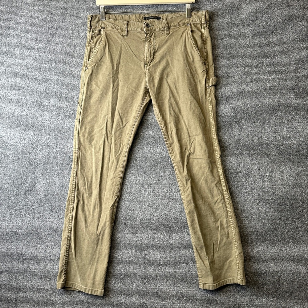 John Varvatos Star USA Carpenter Pants Mens 32 Olive Green Linen Blend Workwear